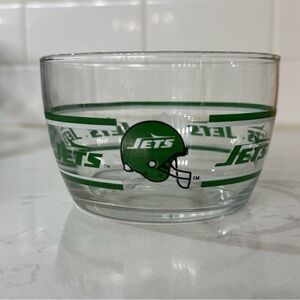Vintage New York Jets Glass Snack  Bowl with Helmet Logo Design